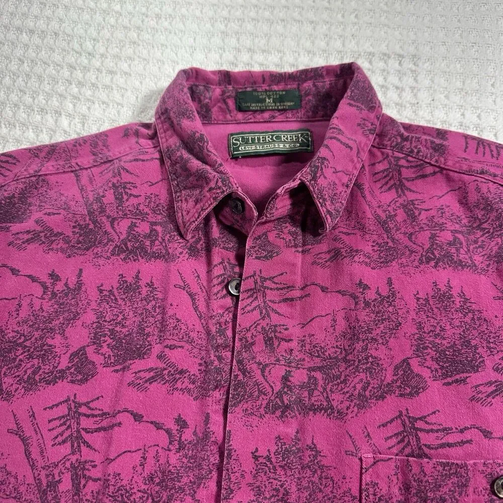 RARE Levi’s Sutter Creek M | 80s Magenta Forest | Hidden Placket + MOP‎ Buttons